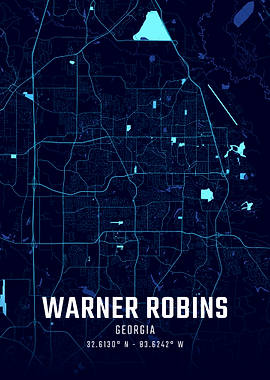 Warner Robins Georgia Midnight City Map