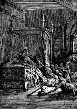Foulque-Nerra Assailed by the Phantoms of his Victims Gustave Dore Crusades Engraving