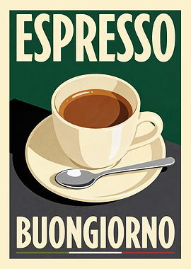 Vintage Coffee Espresso Buongiorno Poster