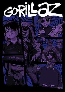 Gorillaz Band Members Comic Art