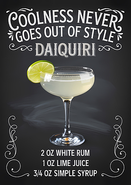 Daiquiri Cocktail Recipe Chalkboard
