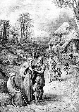 Hospitality of Barbarians to Pilgrims Gustave Dore Crusades Engraving