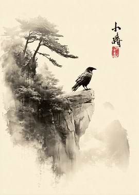 Raven Sumi-E Style