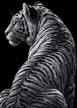 Tiger Portrait with Glitter Effect