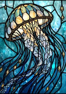 Stained Glass Jellyfish Art