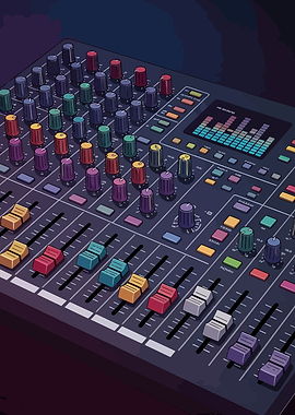 Audio Mixer with Colorful Knobs