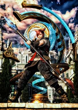 Warrior with Staff and Magical Orb