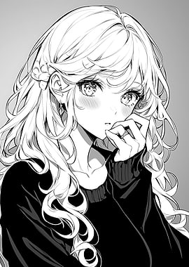 Anime Girl with Long Wavy Hair