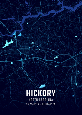 Hickory North Carolina Midnight City Map