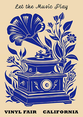 Vintage Gramophone with Floral Design