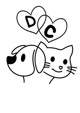 Cute Dog and Cat with Hearts