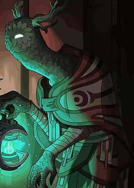 Mysterious Forest Guardian with Lantern