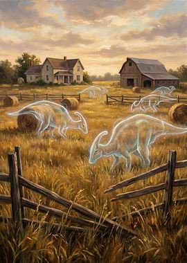 Ghost Dinosaurs on a Farm