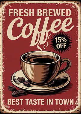 Fresh Brewed Coffee Vintage Sign