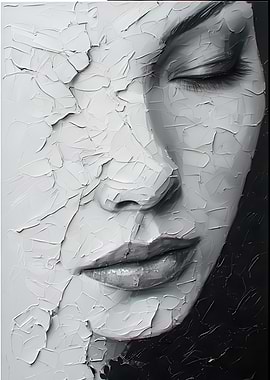 Portrait of a Woman's Face with textured paint effect