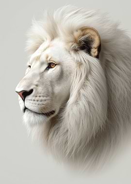 Majestic White Lion Portrait