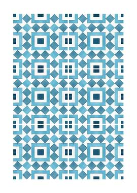 Geometric Blue and White Pattern