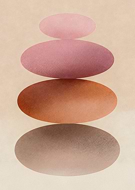 JAPANDI ZEN Pastel Balancing Stones Abstract Art