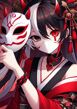 Anime Girl with Mask and Horns