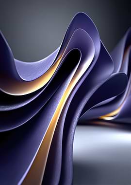 Abstract Purple and Gold Flowing Waves