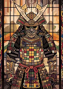 Samurai Warrior Stained Glass Art