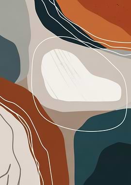 Abstract Organic Shapes with White Lines