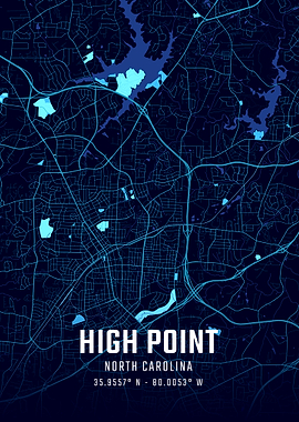 High Point North Carolina Midnight City Map