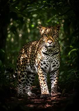 Leopard in a Lush Forest