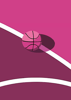 Pink Basketball on Court