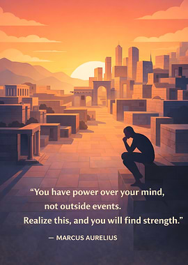 Man contemplating in a city at sunset