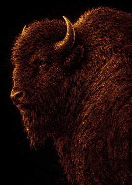 Golden Bison Portrait