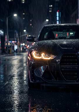 BMW M3 in the Night Rain
