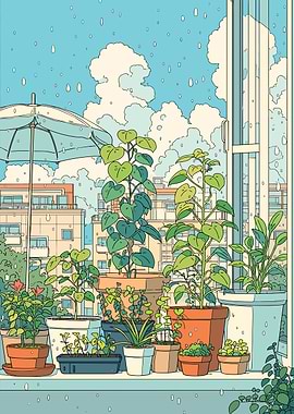 Rainy Day Balcony Garden