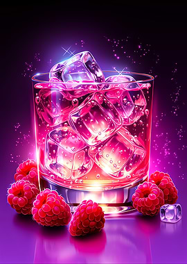 Vibrant Raspberry Cocktail with Ice