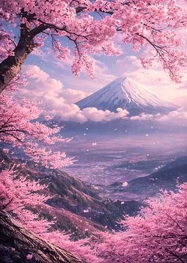 Mount Fuji with Cherry Blossoms