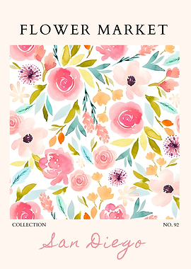 Watercolor Floral Flower Market Poster