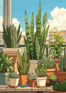 Balcony Garden with City View