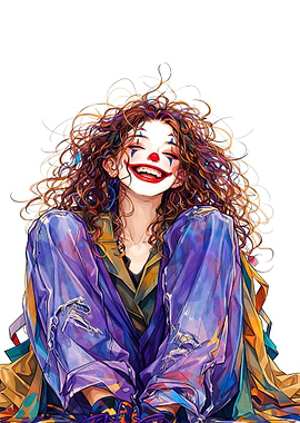 Clown Girl with Curly Hair