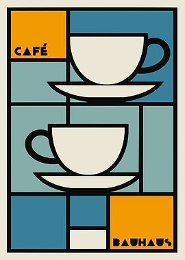 Bauhaus Style Cafe Poster