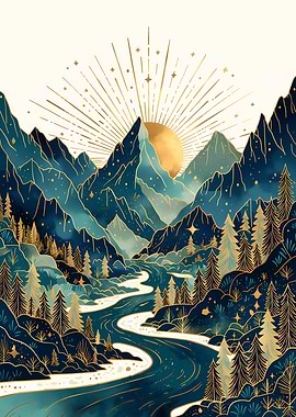 Mountain River Landscape