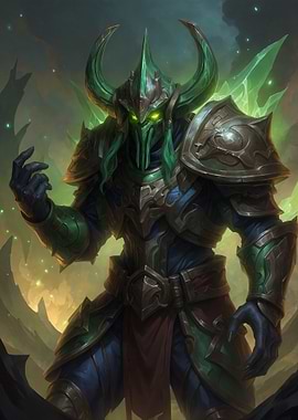 Fantasy Warrior with Green Armor