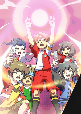 Anime soccer team celebrating