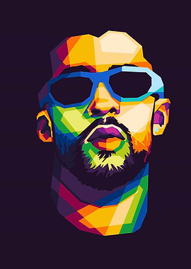 Colorful Pop Art Portrait of Bad Bunny