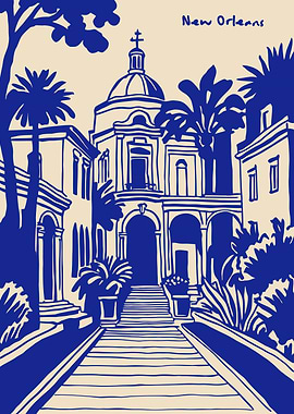 New Orleans Architecture and Palm Trees