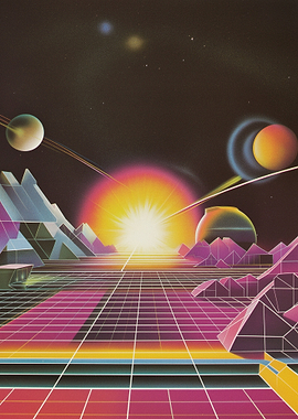 Retro Futuristic Space Landscape