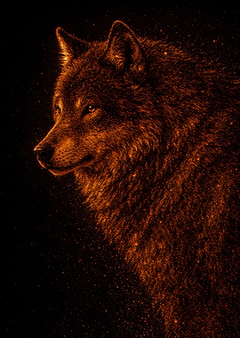Fiery Wolf Portrait
