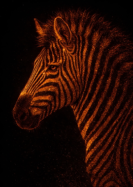 Zebra made of glowing particles