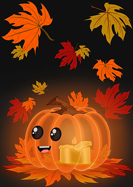Cute Halloween Pumpkin with Candle