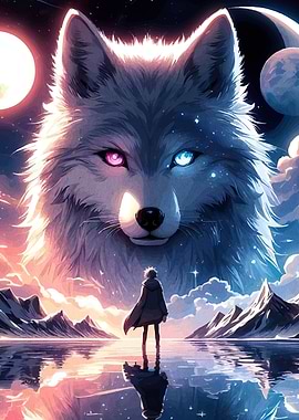 Giant Wolf and Lone Figure