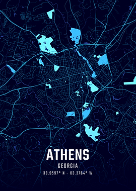 Athens Georgia Midnight City Map